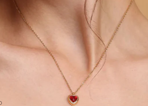 Red Emerald Heart Necklace