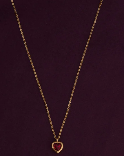 Red Emerald Heart Necklace