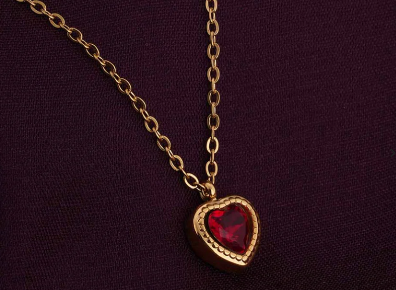 Red Emerald Heart Necklace