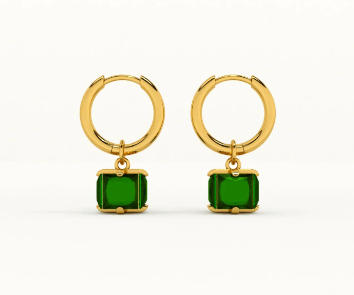 Green Hoop Earring