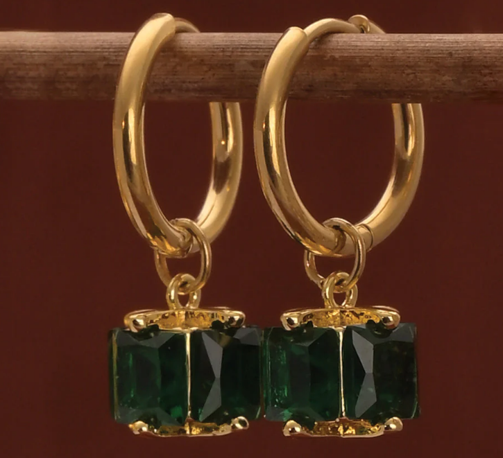 Green Hoop Earring