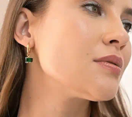 Green Hoop Earring