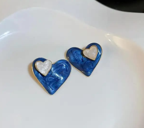 Blue Heart Earrings