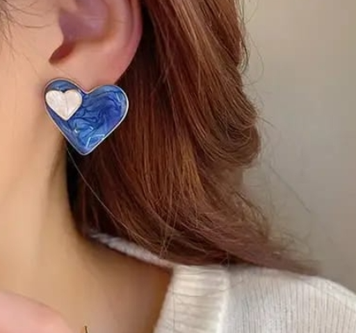 Blue Heart Earrings