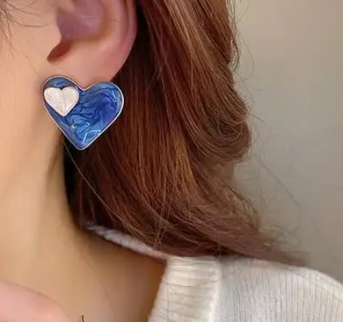 Blue Heart Earrings