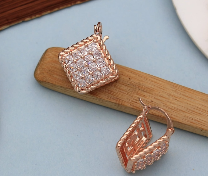 Rose Gold Square Earrings