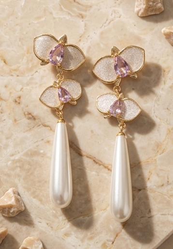 Purple Pearl Earrings