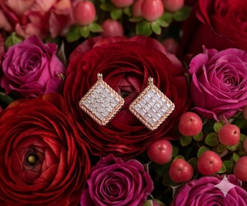 Rose Gold Square Earrings