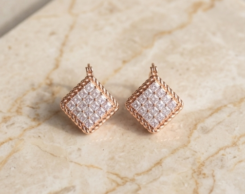 Rose Gold Square Earrings