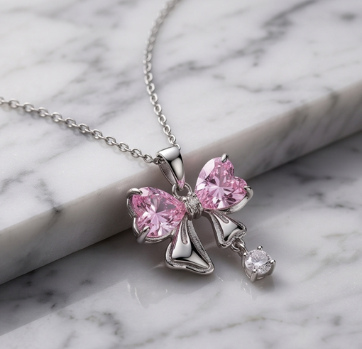 Bow Pink Necklace