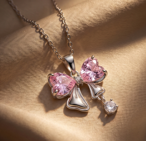 Bow Pink Necklace