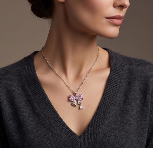 Bow Pink Necklace