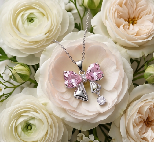Bow Pink Necklace