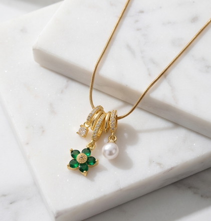 Emerald Charm Necklace