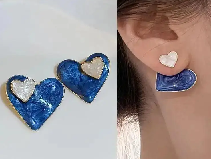 Blue Heart Earrings