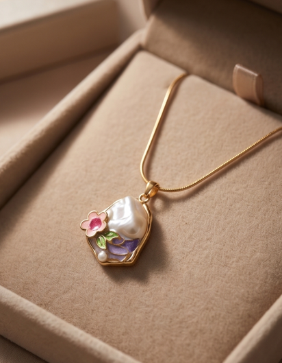 Pink Flower Shine Necklace