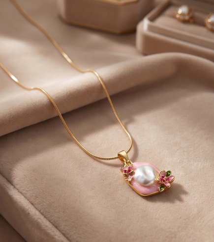 Pink Flower Necklace