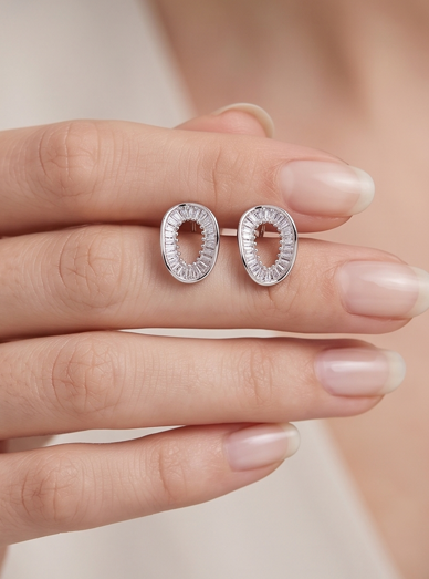 Oval Silver Earrings