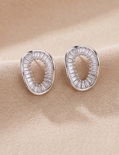 Oval Silver Earrings