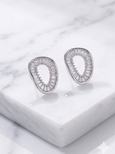 Oval Silver Earrings