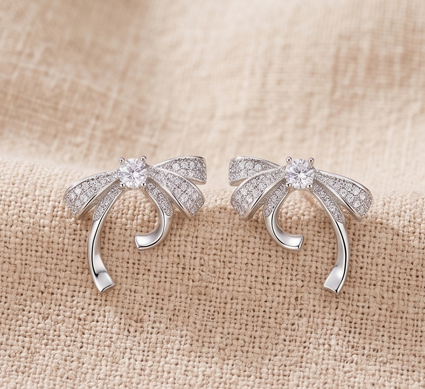 Bow Silver Earrings