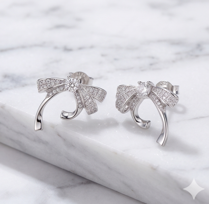 Bow Silver Earrings