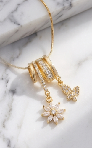 Flowers Charm Necklace