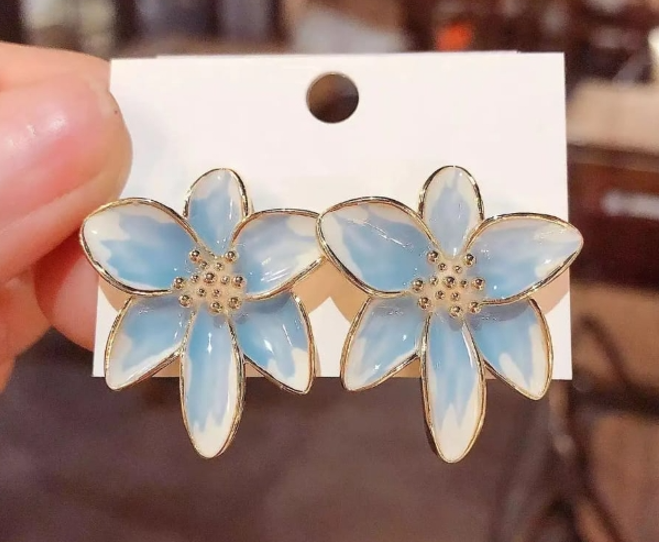 Blue Floral Earrings