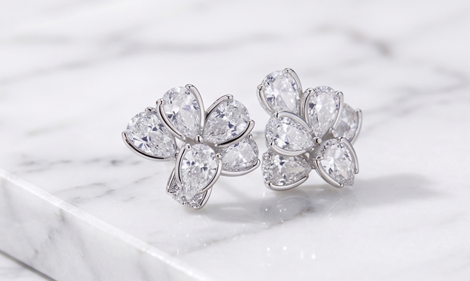 Silver Cluster Earrings