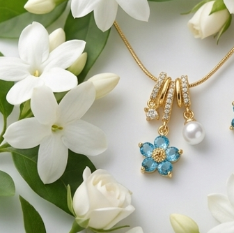 Blue Flower Charms Necklace