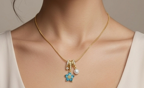 Blue Flower Charms Necklace
