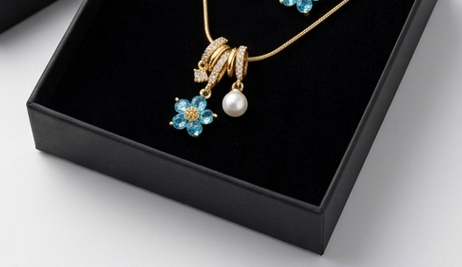 Blue Flower Charms Necklace