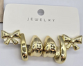 Set of 3 Earrings Gold Bow