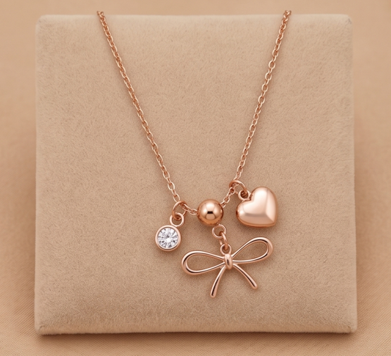 Heart Charms Silver Necklace