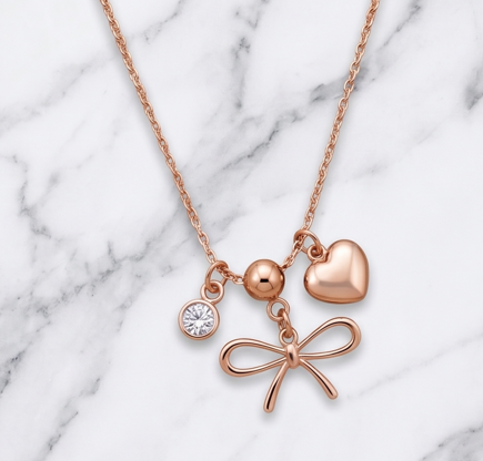 Heart Charms Silver Necklace