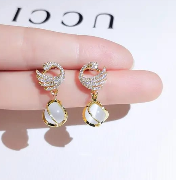 Swan Drop Earrings