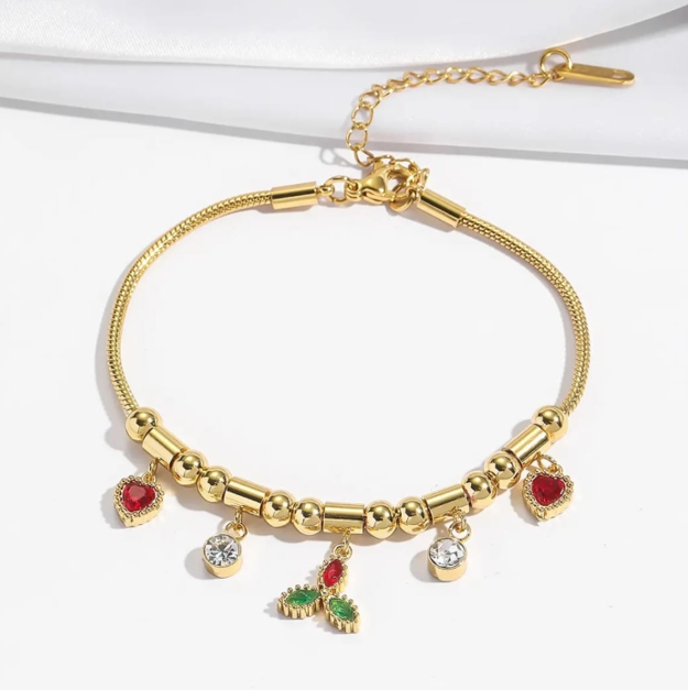 Red Leaf Charms Bracelet