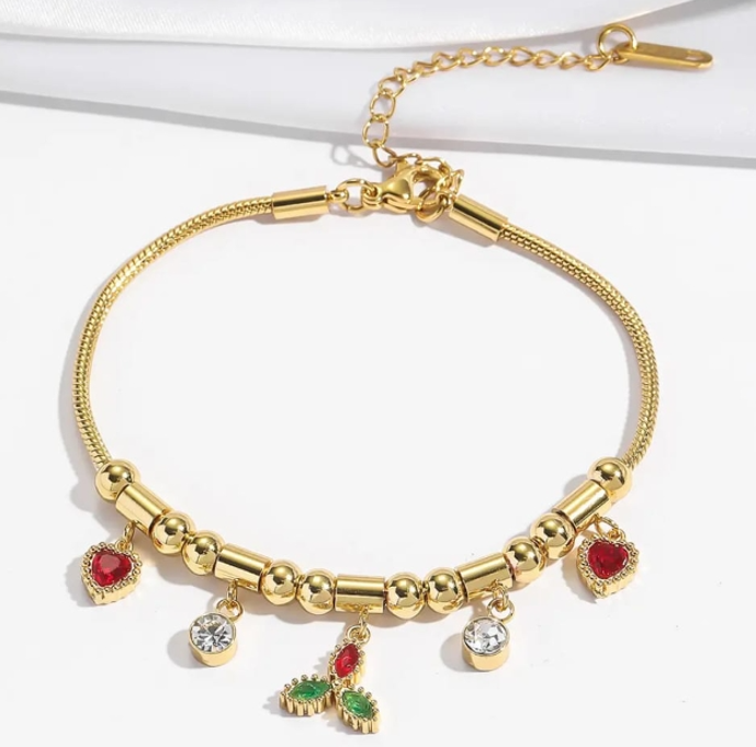 Red Leaf Charms Bracelet