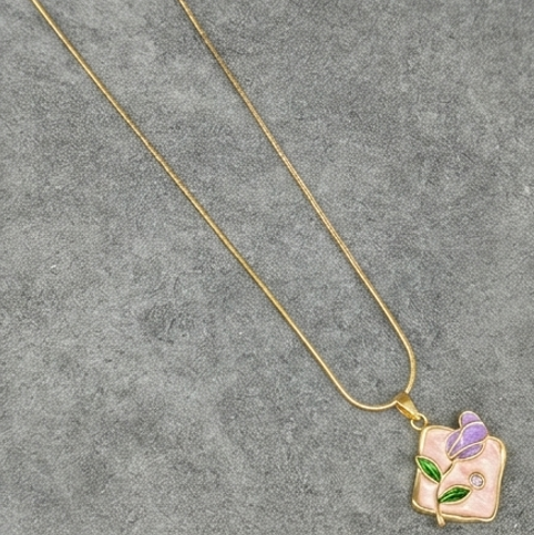 Delicate Purple Flower Necklace