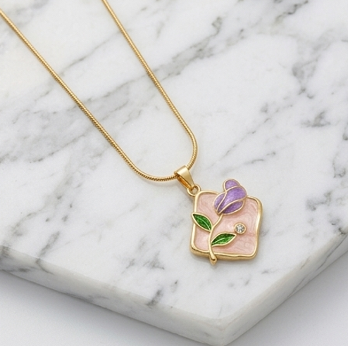 Delicate Purple Flower Necklace