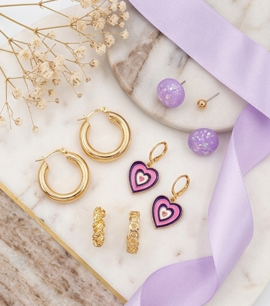 Set of Earrings Purple
