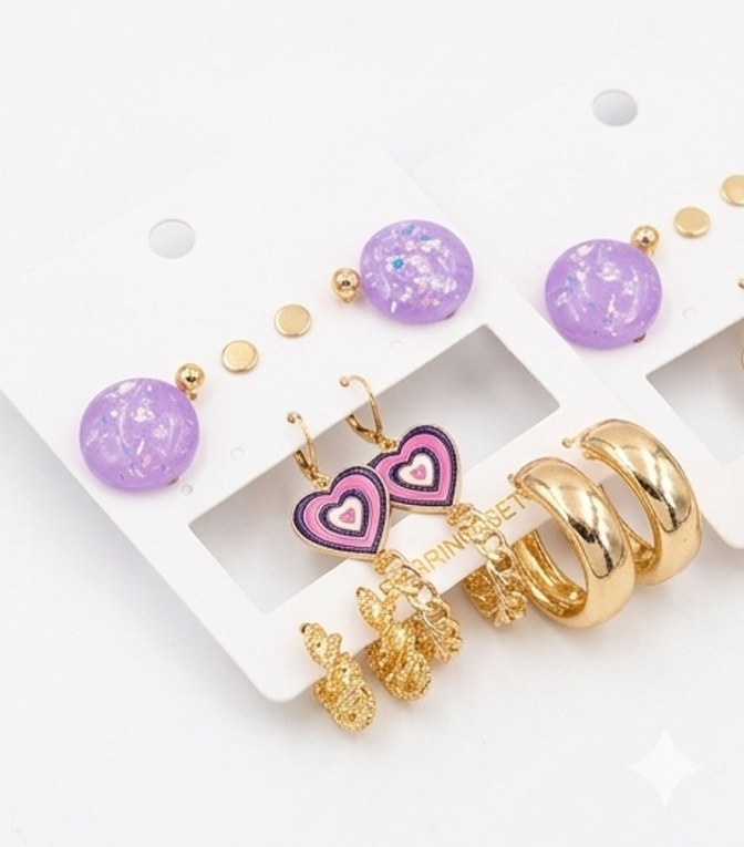 Set of Earrings Purple